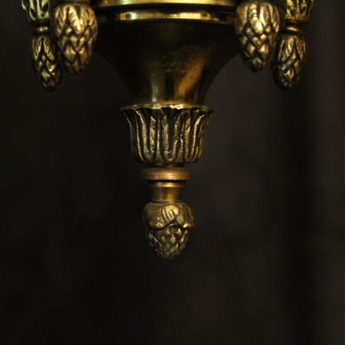FRENCH GILDED BRASS 5 LIGHT ANTIQUE CHANDELIER - ADDITIONAL PHOTO 8