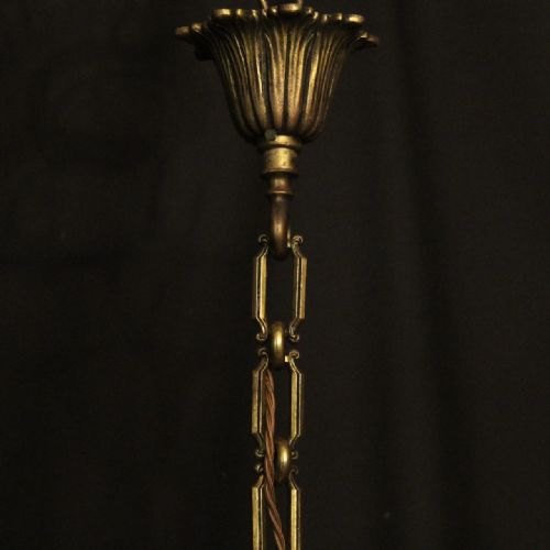 FRENCH GILDED BRASS 5 LIGHT ANTIQUE CHANDELIER - ADDITIONAL PHOTO 9