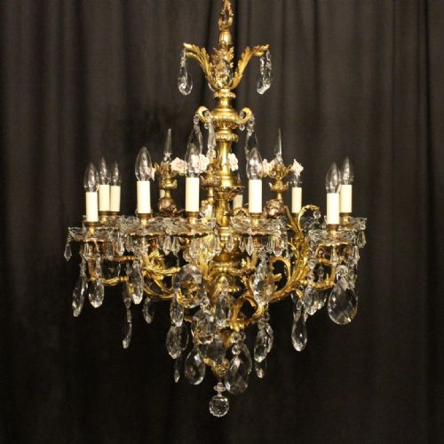 french 19th century gilded bronze cherub antique chandelier - CATEGORY: ANTIQUE LIGHTING - DATED 19TH CENTURY
