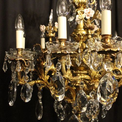 FRENCH 19TH CENTURY GILDED BRONZE CHERUB ANTIQUE CHANDELIER - ADDITIONAL PHOTO 1