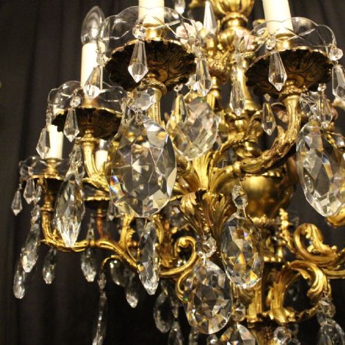 FRENCH 19TH CENTURY GILDED BRONZE CHERUB ANTIQUE CHANDELIER - ADDITIONAL PHOTO 2