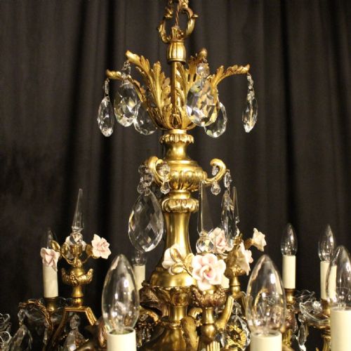 FRENCH 19TH CENTURY GILDED BRONZE CHERUB ANTIQUE CHANDELIER - ADDITIONAL PHOTO 6
