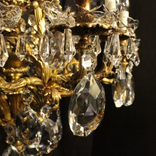 FRENCH 19TH CENTURY GILDED BRONZE CHERUB ANTIQUE CHANDELIER - ADDITIONAL PHOTO 8