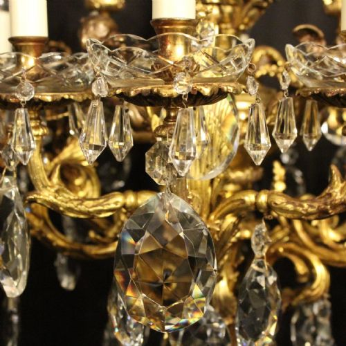 FRENCH 19TH CENTURY GILDED BRONZE CHERUB ANTIQUE CHANDELIER - ADDITIONAL PHOTO 10