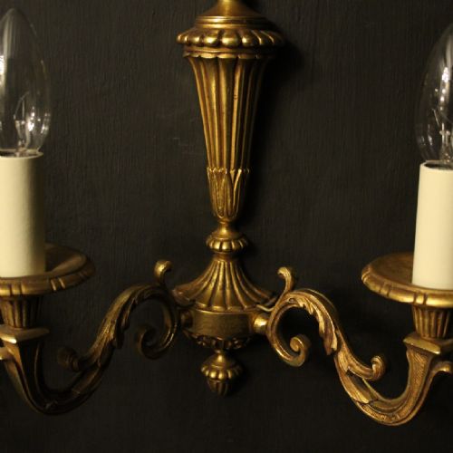 FRENCH GILDED BRONZE TWIN ARM ANTIQUE WALL LIGHTS - ADDITIONAL PHOTO 3