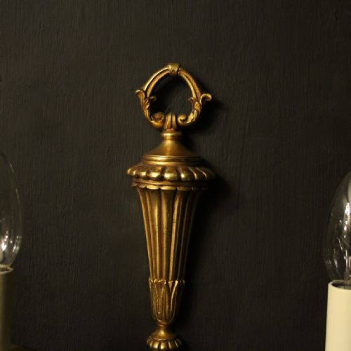 FRENCH GILDED BRONZE TWIN ARM ANTIQUE WALL LIGHTS - ADDITIONAL PHOTO 5