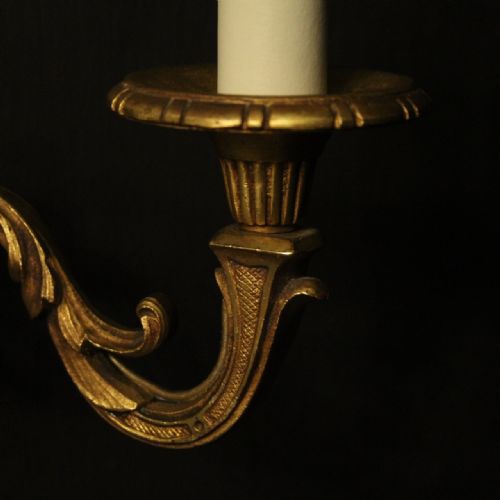 FRENCH GILDED BRONZE TWIN ARM ANTIQUE WALL LIGHTS - ADDITIONAL PHOTO 7
