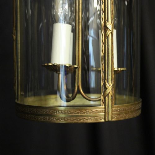 FRENCH GILDED TRIPLE LIGHT CONVEX ANTIQUE LANTERN - ADDITIONAL PHOTO 3