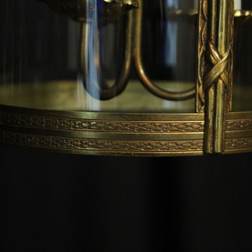 FRENCH GILDED TRIPLE LIGHT CONVEX ANTIQUE LANTERN - ADDITIONAL PHOTO 7