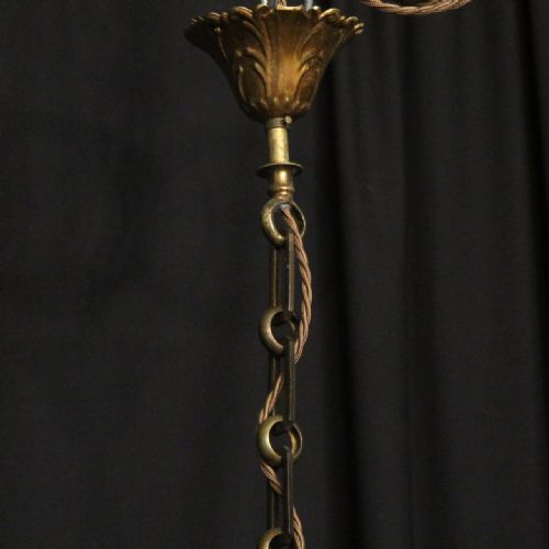FRENCH GILDED TRIPLE LIGHT CONVEX ANTIQUE LANTERN - ADDITIONAL PHOTO 8
