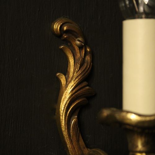 FRENCH PAIR OF SINGLE GILDED ANTIQUE WALL LIGHTS - ADDITIONAL PHOTO 3
