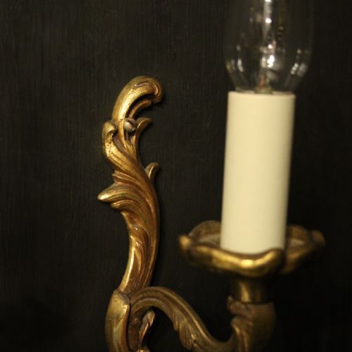 FRENCH PAIR OF SINGLE GILDED ANTIQUE WALL LIGHTS - ADDITIONAL PHOTO 4