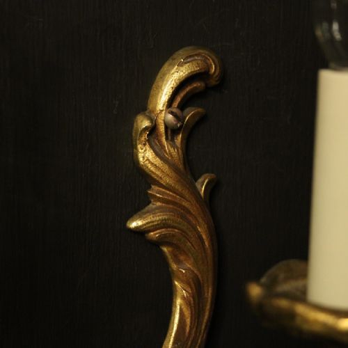 FRENCH PAIR OF SINGLE GILDED ANTIQUE WALL LIGHTS - ADDITIONAL PHOTO 5