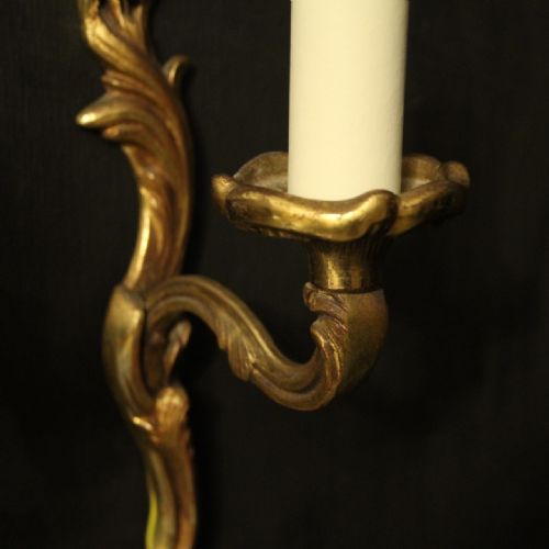 FRENCH PAIR OF SINGLE GILDED ANTIQUE WALL LIGHTS - ADDITIONAL PHOTO 6