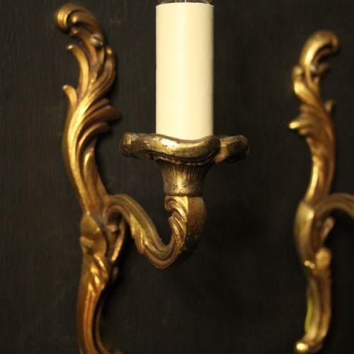 FRENCH PAIR OF SINGLE GILDED ANTIQUE WALL LIGHTS - ADDITIONAL PHOTO 7