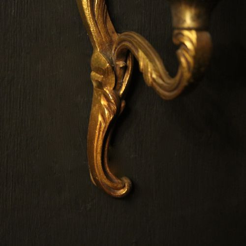 FRENCH PAIR OF SINGLE GILDED ANTIQUE WALL LIGHTS - ADDITIONAL PHOTO 8