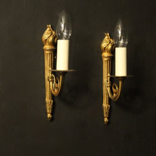 french pair of single gilded antique wall lights - CATEGORY: ANTIQUE LIGHTING - DATED 1920