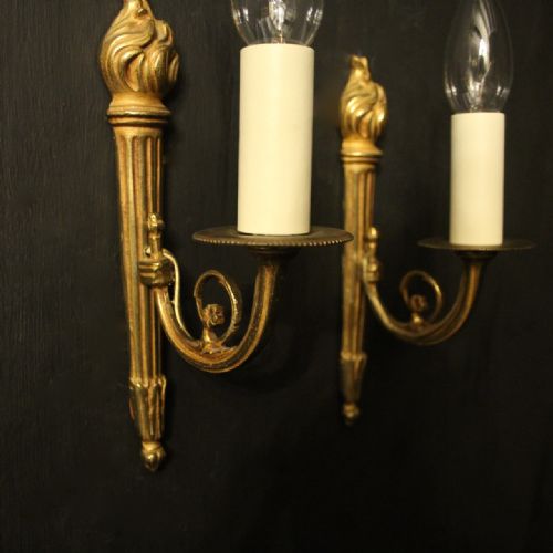 FRENCH PAIR OF SINGLE GILDED ANTIQUE WALL LIGHTS - ADDITIONAL PHOTO 1