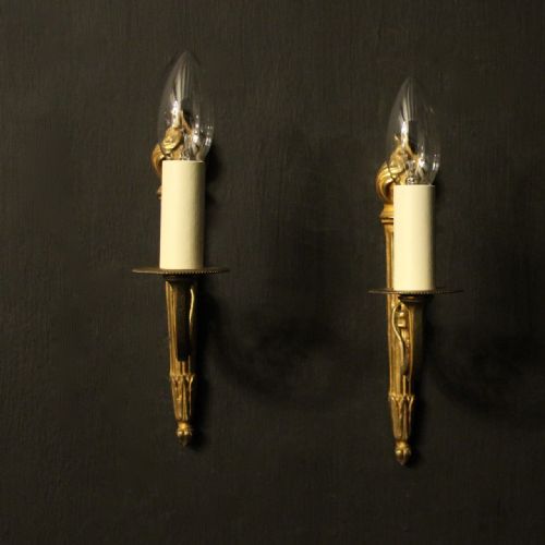 FRENCH PAIR OF SINGLE GILDED ANTIQUE WALL LIGHTS - ADDITIONAL PHOTO 2