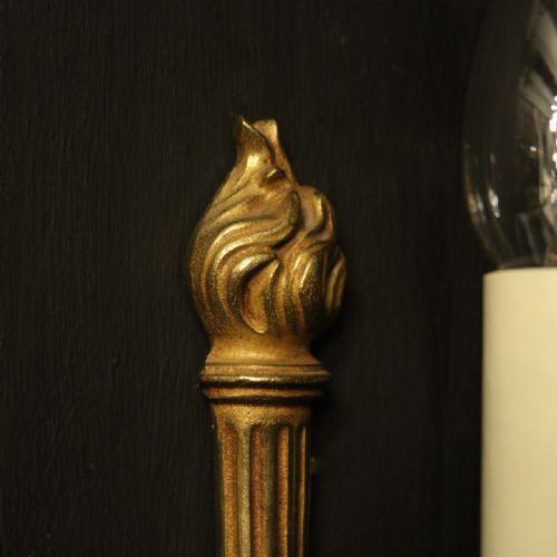 FRENCH PAIR OF SINGLE GILDED ANTIQUE WALL LIGHTS - ADDITIONAL PHOTO 4