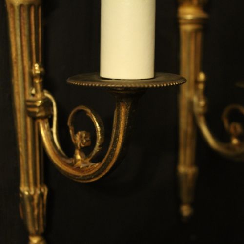 FRENCH PAIR OF SINGLE GILDED ANTIQUE WALL LIGHTS - ADDITIONAL PHOTO 5