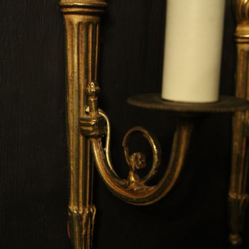 FRENCH PAIR OF SINGLE GILDED ANTIQUE WALL LIGHTS - ADDITIONAL PHOTO 7