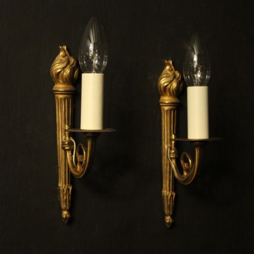 FRENCH PAIR OF SINGLE GILDED ANTIQUE WALL LIGHTS - ADDITIONAL PHOTO 8