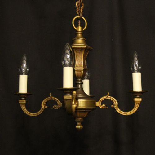 french gilded bronze 4 light antique chandelier - CATEGORY: ANTIQUE LIGHTING - DATED 1930