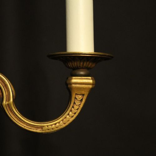 FRENCH GILDED BRONZE 4 LIGHT ANTIQUE CHANDELIER - ADDITIONAL PHOTO 3