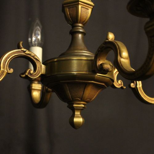 FRENCH GILDED BRONZE 4 LIGHT ANTIQUE CHANDELIER - ADDITIONAL PHOTO 4