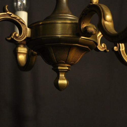 FRENCH GILDED BRONZE 4 LIGHT ANTIQUE CHANDELIER - ADDITIONAL PHOTO 5