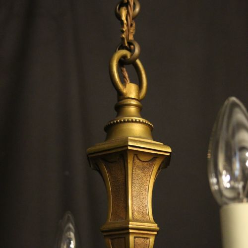 FRENCH GILDED BRONZE 4 LIGHT ANTIQUE CHANDELIER - ADDITIONAL PHOTO 7