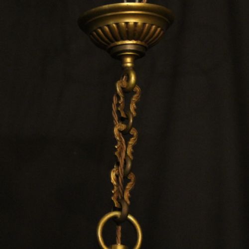 FRENCH GILDED BRONZE 4 LIGHT ANTIQUE CHANDELIER - ADDITIONAL PHOTO 9