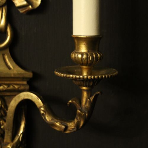 FRENCH PAIR OF GILDED BRONZE ANTIQUE WALL LIGHTS - ADDITIONAL PHOTO 5