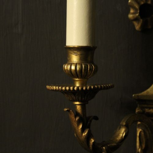 FRENCH PAIR OF GILDED BRONZE ANTIQUE WALL LIGHTS - ADDITIONAL PHOTO 6