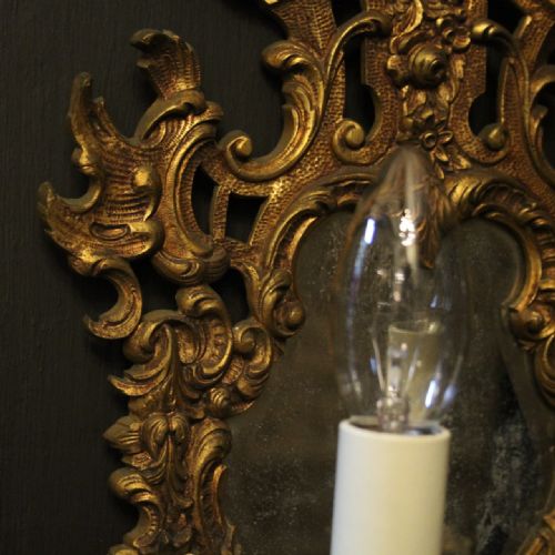 FRENCH PAIR OF TWIN ARM GILDED ANTIQUE GIRANDOLES - ADDITIONAL PHOTO 6