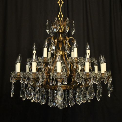 italian gilded crystal 19 light antique chandelier - CATEGORY: ANTIQUE LIGHTING - DATED 1920