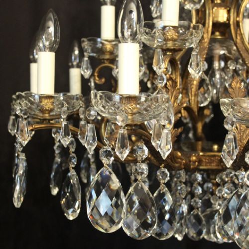 ITALIAN GILDED CRYSTAL 19 LIGHT ANTIQUE CHANDELIER - ADDITIONAL PHOTO 3