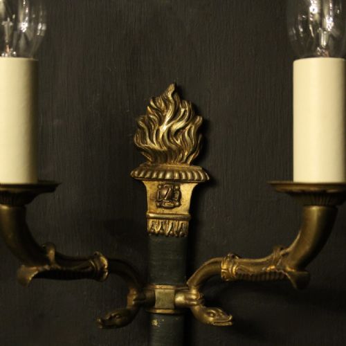 FRENCH PAIR OF EMPIRE GILDED ANTIQUE WALL LIGHTS - ADDITIONAL PHOTO 2