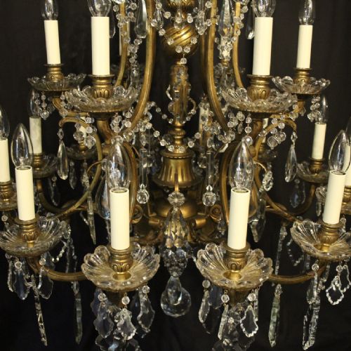 FRENCH 19TH CENTURY GILDED BRONZE CRYSTAL 18 LIGHT CHANDELIER - ADDITIONAL PHOTO 3