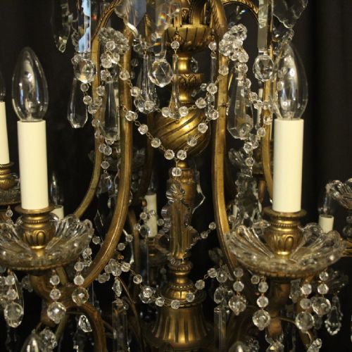 FRENCH 19TH CENTURY GILDED BRONZE CRYSTAL 18 LIGHT CHANDELIER - ADDITIONAL PHOTO 4
