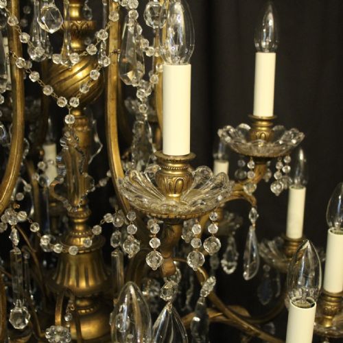 FRENCH 19TH CENTURY GILDED BRONZE CRYSTAL 18 LIGHT CHANDELIER - ADDITIONAL PHOTO 5