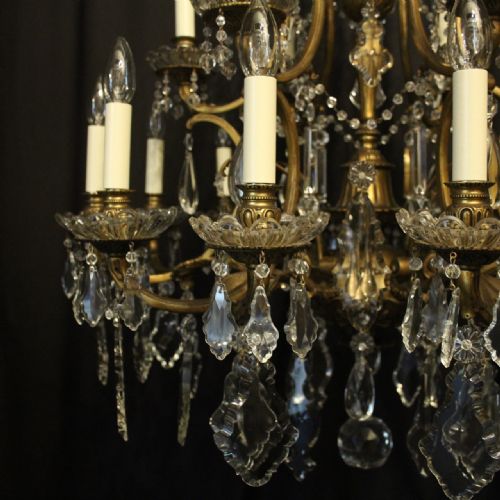FRENCH 19TH CENTURY GILDED BRONZE CRYSTAL 18 LIGHT CHANDELIER - ADDITIONAL PHOTO 7