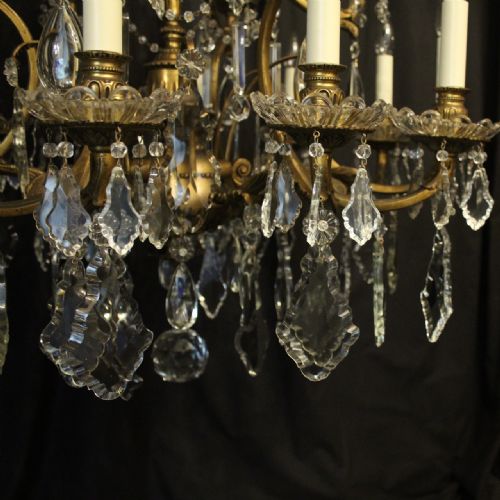 FRENCH 19TH CENTURY GILDED BRONZE CRYSTAL 18 LIGHT CHANDELIER - ADDITIONAL PHOTO 8