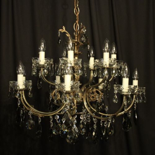italian 14 light double tiered silver gilded antique chandelier - CATEGORY: ANTIQUE LIGHTING - DATED 1920