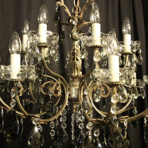 ITALIAN 14 LIGHT DOUBLE TIERED SILVER GILDED ANTIQUE CHANDELIER - ADDITIONAL PHOTO 1