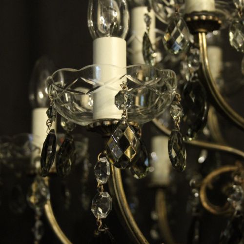 ITALIAN 14 LIGHT DOUBLE TIERED SILVER GILDED ANTIQUE CHANDELIER - ADDITIONAL PHOTO 2