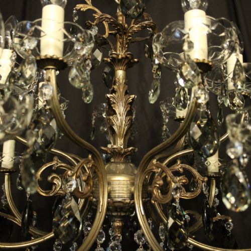 ITALIAN 14 LIGHT DOUBLE TIERED SILVER GILDED ANTIQUE CHANDELIER - ADDITIONAL PHOTO 4