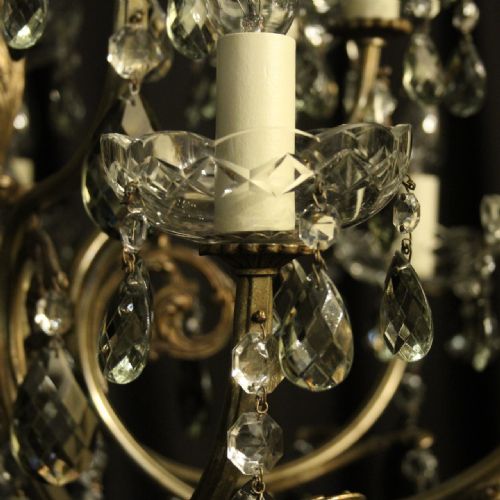 ITALIAN 14 LIGHT DOUBLE TIERED SILVER GILDED ANTIQUE CHANDELIER - ADDITIONAL PHOTO 7