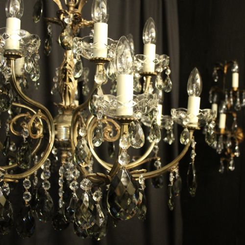 ITALIAN 14 LIGHT DOUBLE TIERED SILVER GILDED ANTIQUE CHANDELIER - ADDITIONAL PHOTO 8
